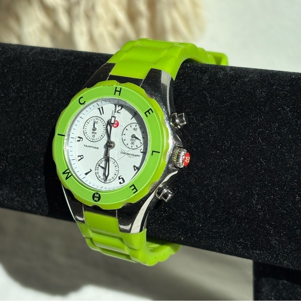 MICHELE Neon Green Tahini Jelly Watch - Picture 2 of 11